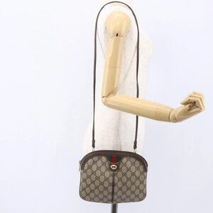 GUCCI GG Supreme Web Sherry Line Bag PVC Beige Gold